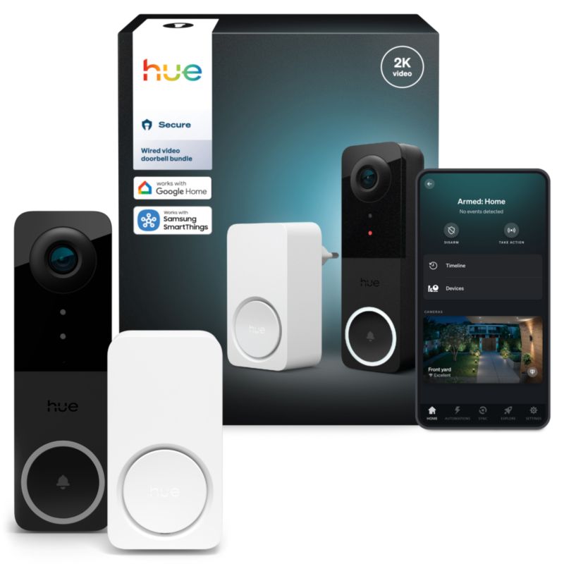 Inteligentny Wideodomofon Philips HUE Dzwonek do Drzwi z Kamerą IP 2K QHD 1440p CMOS Czarna 1 szt