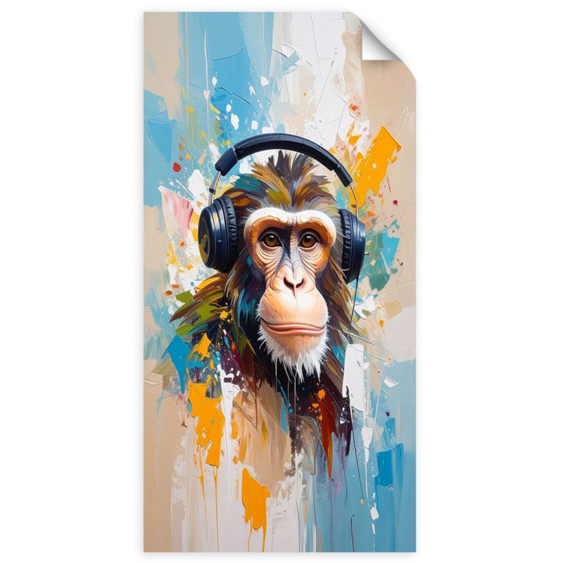 Naklejka samoprzylepna Feeby Małpa w słuchawkach Zwierzę Afryka 40x80cm 1szt