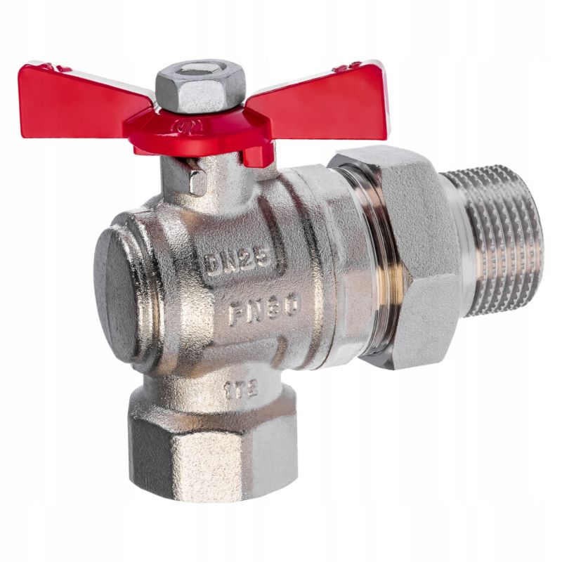 Zawór ARCO kulowy kątowy 19.05 mm GW 25.4 mm GZ z półśrubunkiem 19.05 mm pokrętło motylkowe 1 szt.