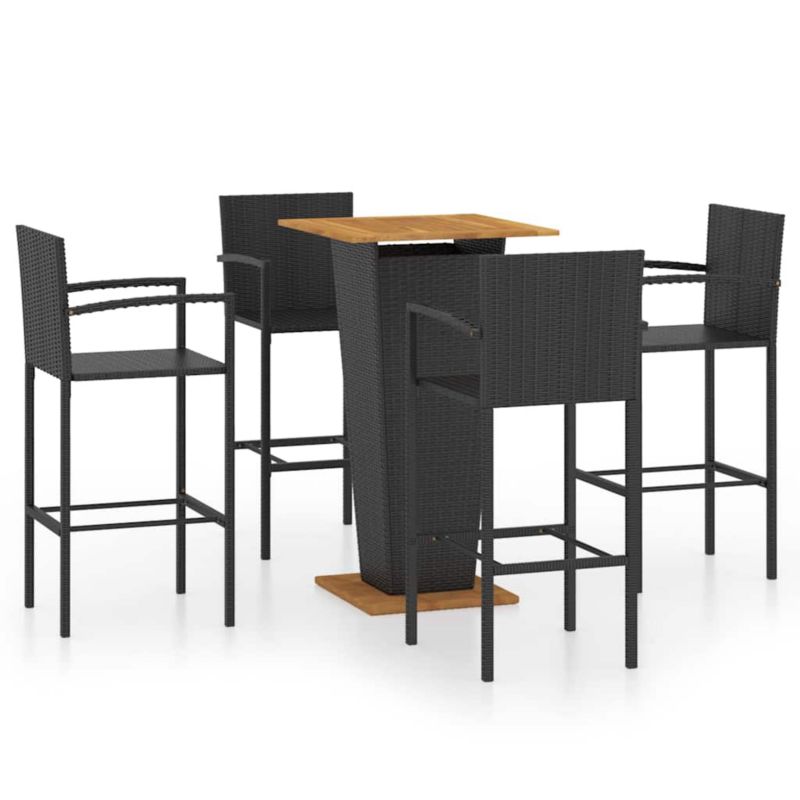 Zestaw mebli ogrodowych barowy WaszeMeble 5-cz. z technorattanu czarny WM-3064866 1 kpl