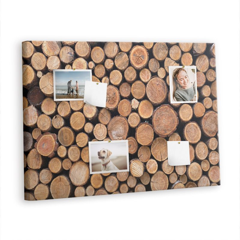 Tablica Korkowa Do Biura Pokoju Tulup 100x70 cm Słoje drzew Pinezki drewniane 1 kpl