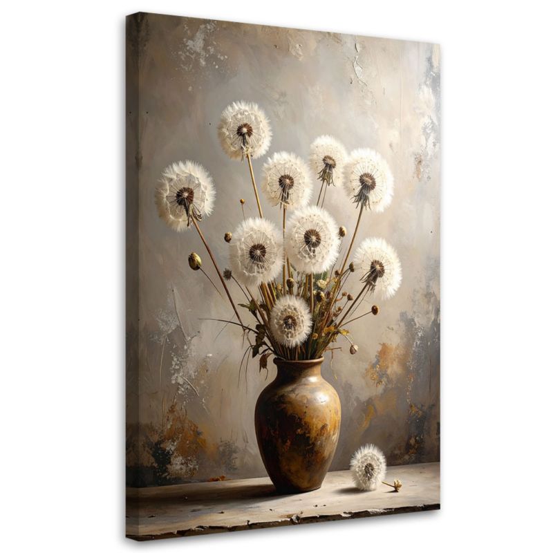 Obraz do salonu biura kuchni Feeby Dmuchawce bukiet w wazonie w beżu 80x120cm 1szt