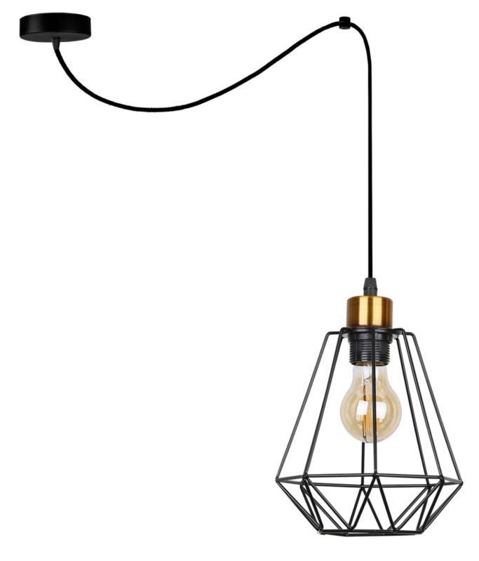 Lampa sufitowa druciany klosz Candellux Primo czarno-złota 1xE27x60W IP20 wym:100x100x19cm - 1 szt.