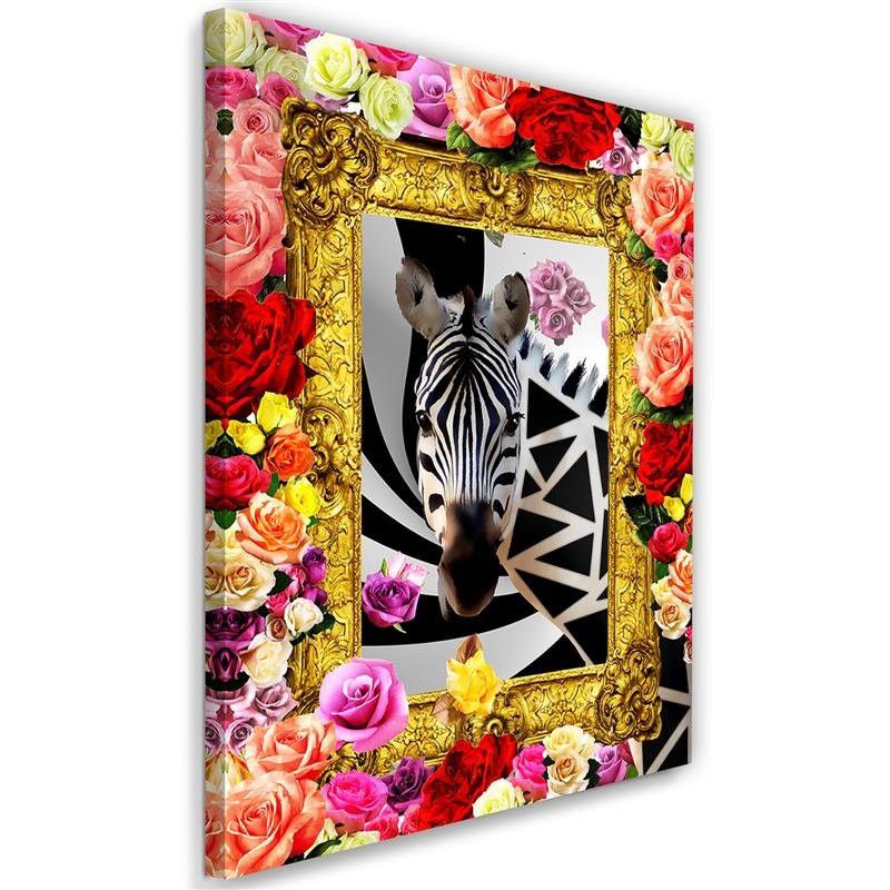 Obraz na płótnie Feeby Zebra i kolorowe róże 30x45cm 1szt