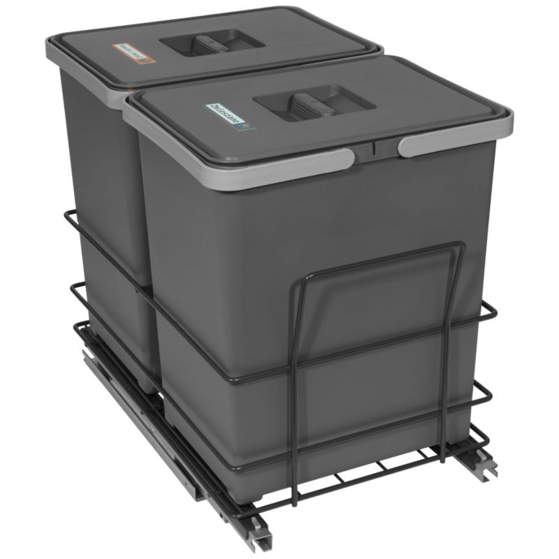 Sortownik śmieci MODERN antracyt do szafki od 40 cm cichy domyk 2 kosze 2x18 l Sortowniki24 1 szt.