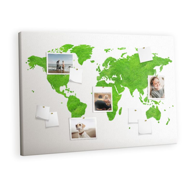 Organizer Ścienny Tablica Korkowa Na Płótnie Tulup 120x80 cm Mapa zielona trawa Pinezki metaliczne 1 kpl