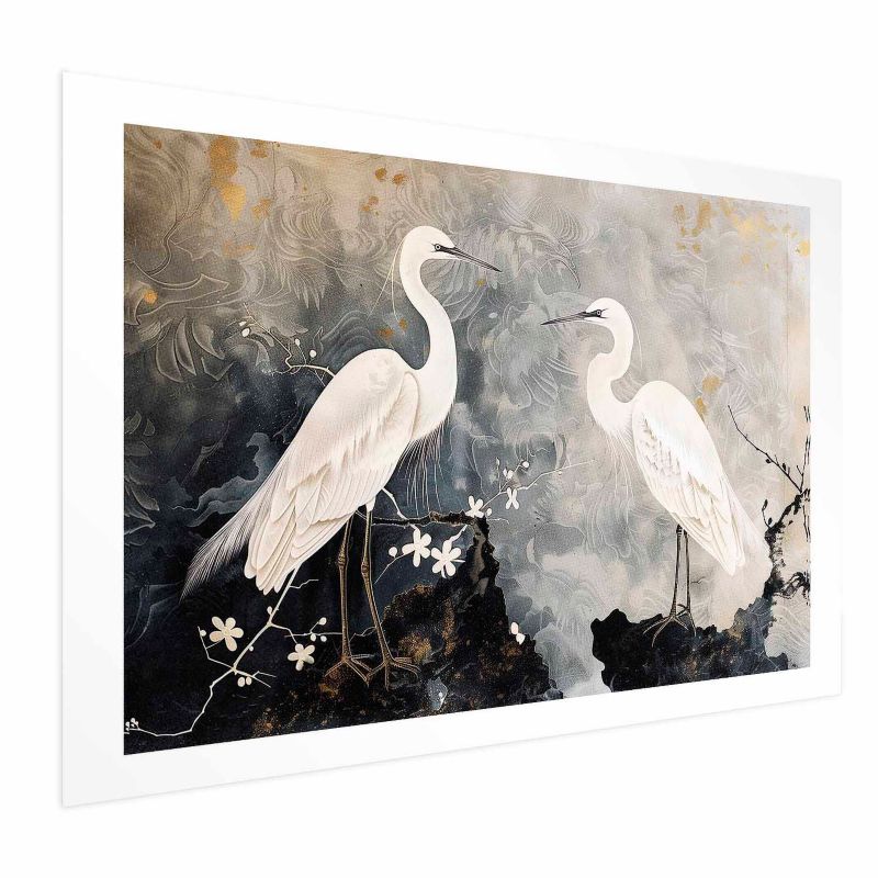 Plakat Artgeist Czaple i kwiat wiśni 90x60 cm bez ramy 1 szt