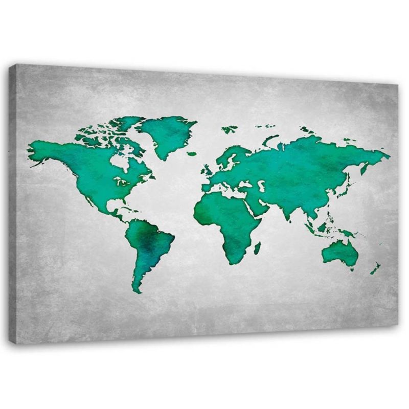 Obraz na płótnie Feeby Zielona mapa świata na betonie 60x40cm 1szt