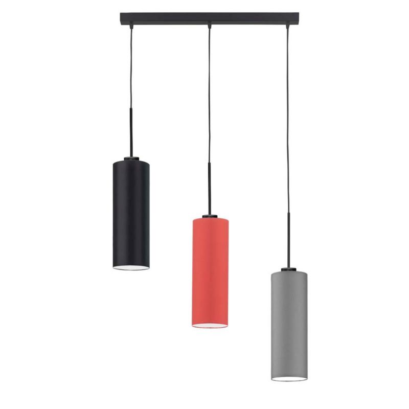 Lampa wisząca Volta Light Factory zwis żyrandol sufitowa z abażurami tuba Ceglany, szary, czarny BELL Z3 1szt.