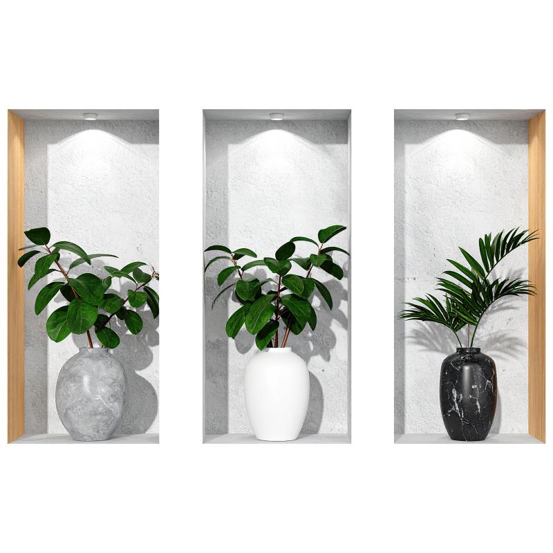 Naklejka 3D Wallfluent Roślinne wnęki 100x62 cm Dziura w ścianie Nowoczesna 1 rol.