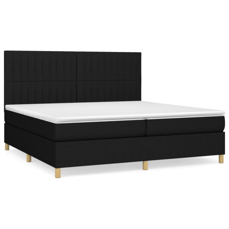 Łóżko z materacem WaszeMeble 200x220 cm Czarny tkanina WM-3142523 1 szt.
