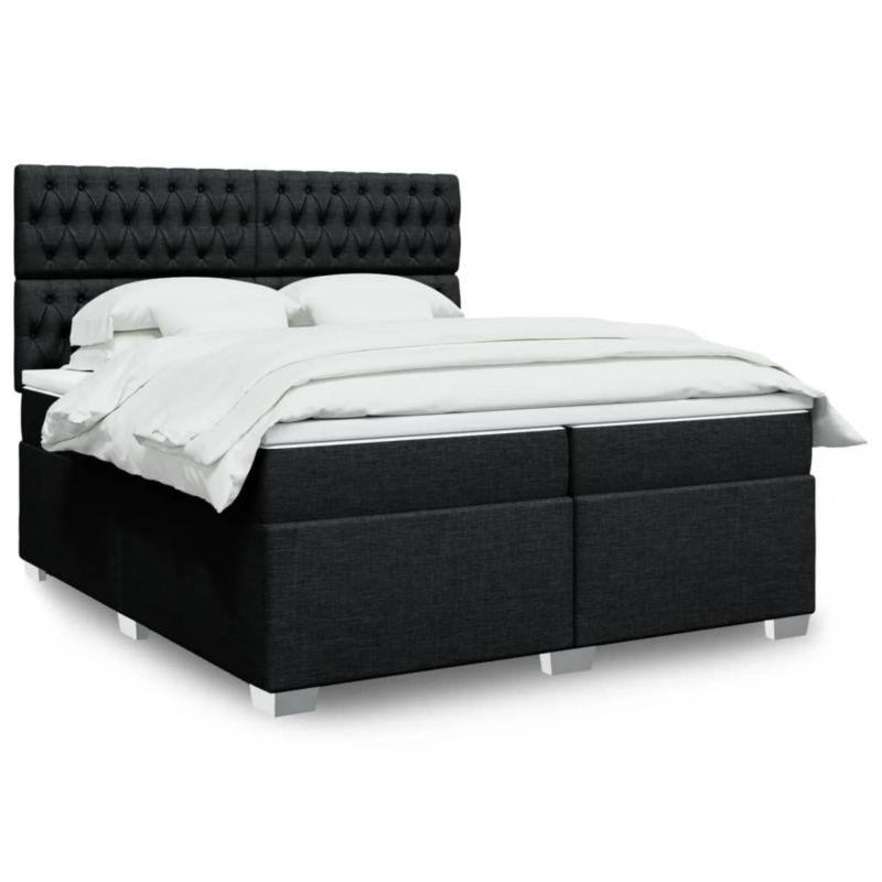 Łóżko z materacem WaszeMeble 200x200 cm Czarny tkanina WM-3290604 1 szt.