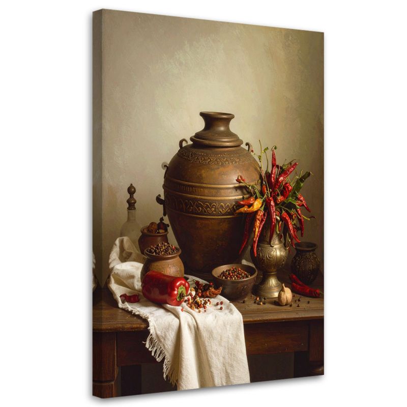 Obraz do kuchni jadalni restauracji Feeby Papryczki chili przyprawy dzban 80x120cm 1szt