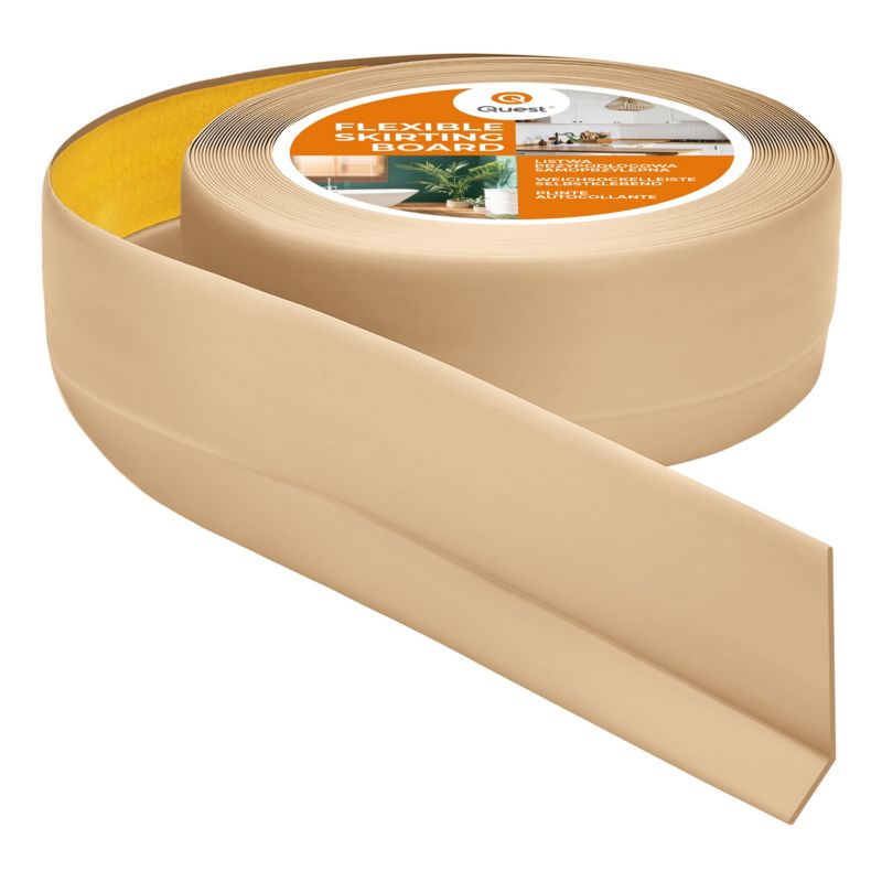 Listwa przypodłogowa PCV 50x20 mm QUEST, samoprzylepna elastyczna, miękka listwa podłogowa, cokołowa - 5m, piaskowy, 1 szt.