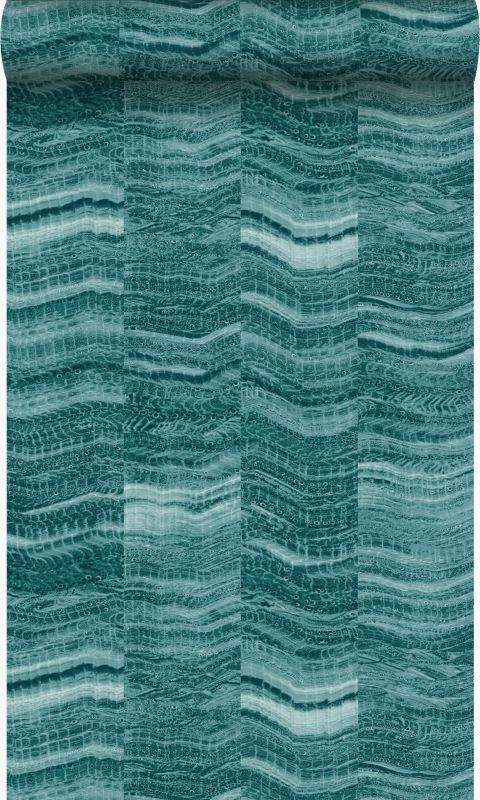 Tapeta Origin Wallcoverings motyw marmuru petrol blue 53 cm x 10.05 m - 1 rol.