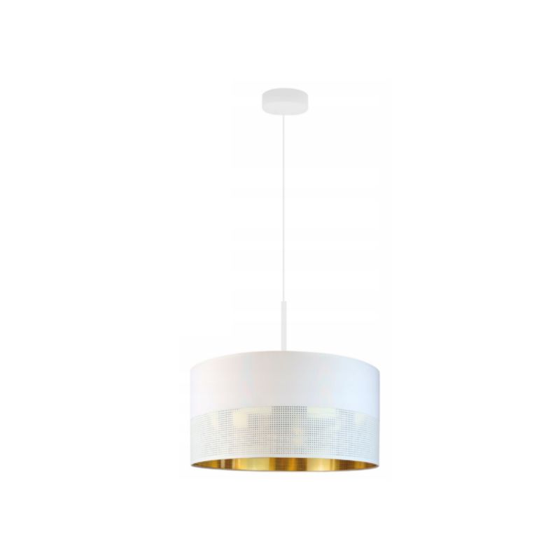 Lampa wisząca zwis Volta Light Factory żyrandol sufitowa z abażurem diament Biały ze złotem JAZZ 40cm 1szt.