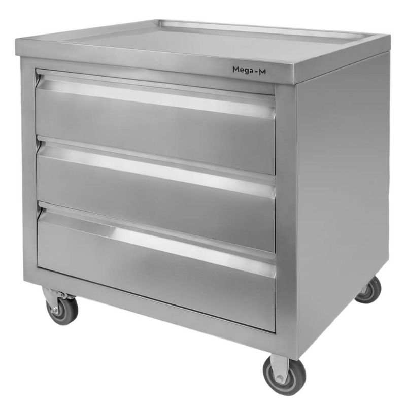 Szafka Mega-M mobilna na kółkach ze stali nierdzewnej z trzema szufladami Mega-M 80x60x85 cm 1szt.