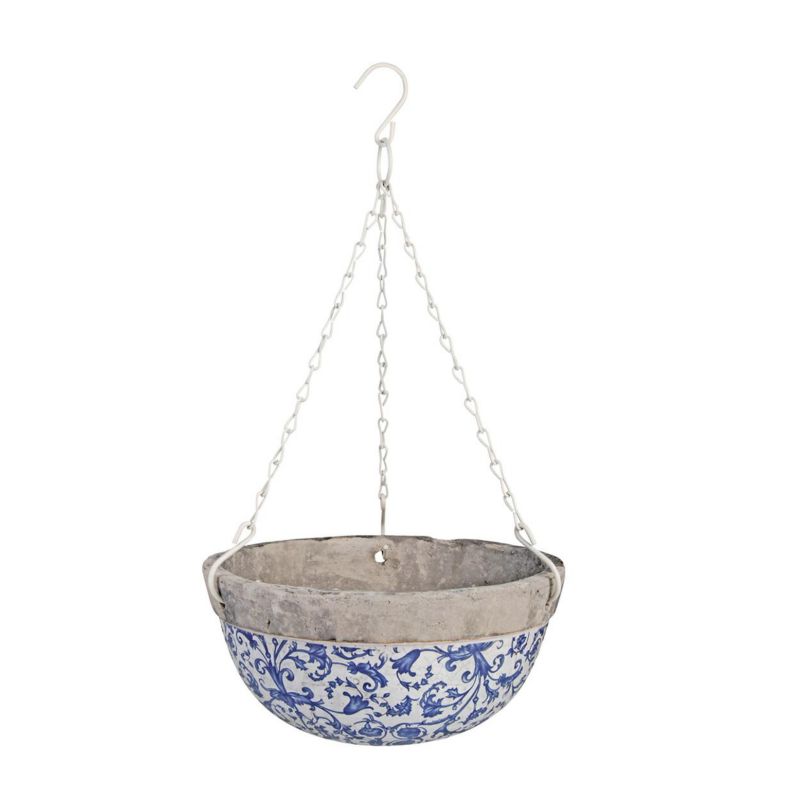 Postarzana doniczka wisząca Esschert Design niebieska ceramiczna h11,8x25,5 cm 1 szt.