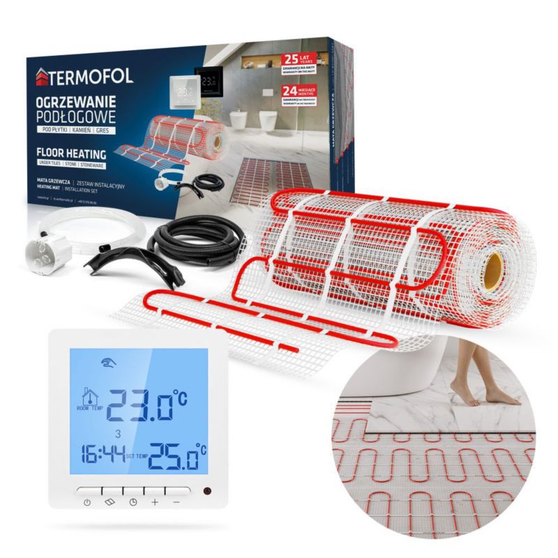Zestaw mata grzewcza TERMOFOL moc 150W/m² szerokość 50 cm powierzchnia 4m² + termoregulator TF-H2 1kpl