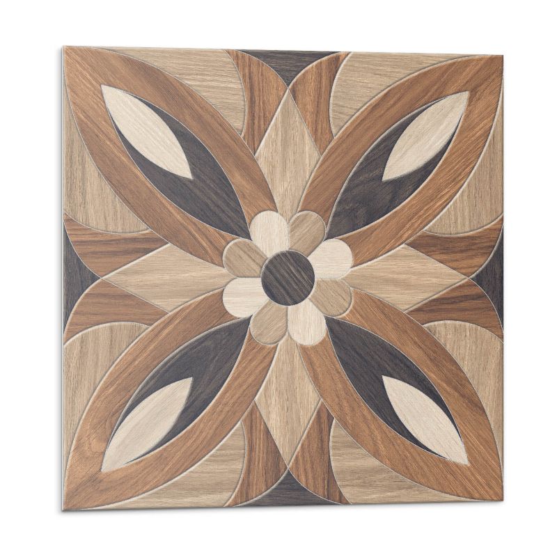 Kafelki samoprzylepne Wallfluent 30x30 cm Drewniane kwiaty w stylu naturalnym 9 szt.