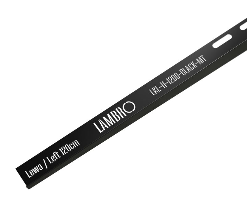 Listwa brodzikowa krawędziowa spadkowa lewa Lambro czarny mat RAL 9005 120cm 1 szt.