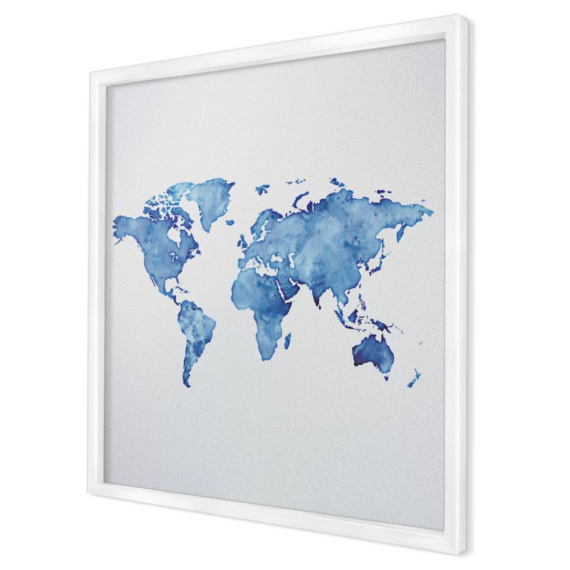 Tablica magnetyczna do salonu Wallfluent 50x50 Akwarelowa mapa w białej ramie 1szt