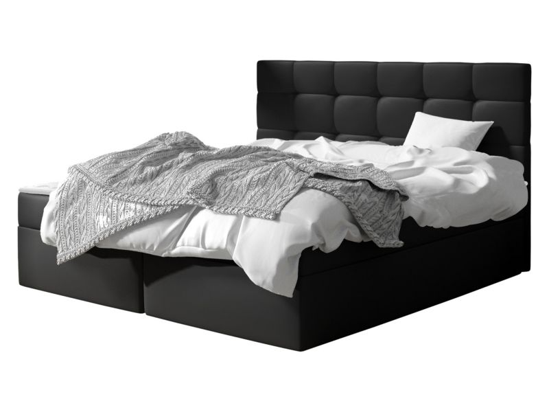 Łóżko kontynentalne MIRJAN 24 Luanda 180x200 czarna ekoskóra 1 szt.