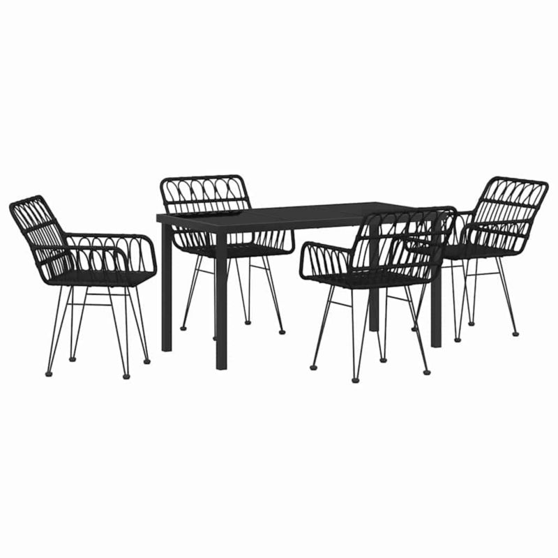 Zestaw mebli ogrodowych jadalniany WaszeMeble 4-osobowy polirattan czarny WM-3379186 1 kpl