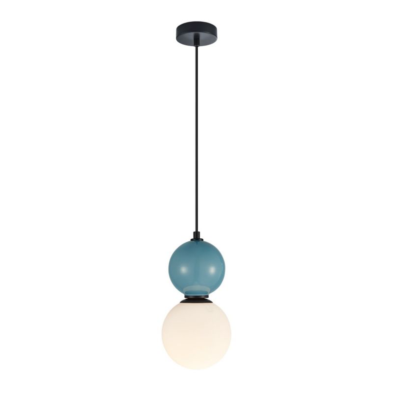 Lampa wisząca kule Italux Mastal czarno-niebieska 1xE27x40W IP20 wym:102x15x15cm - 1 szt.