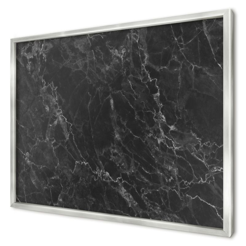 Tablica magnetyczna dekoracyjna Wallfluent 70x50 czarny marmur w srebrnej ramie 1szt