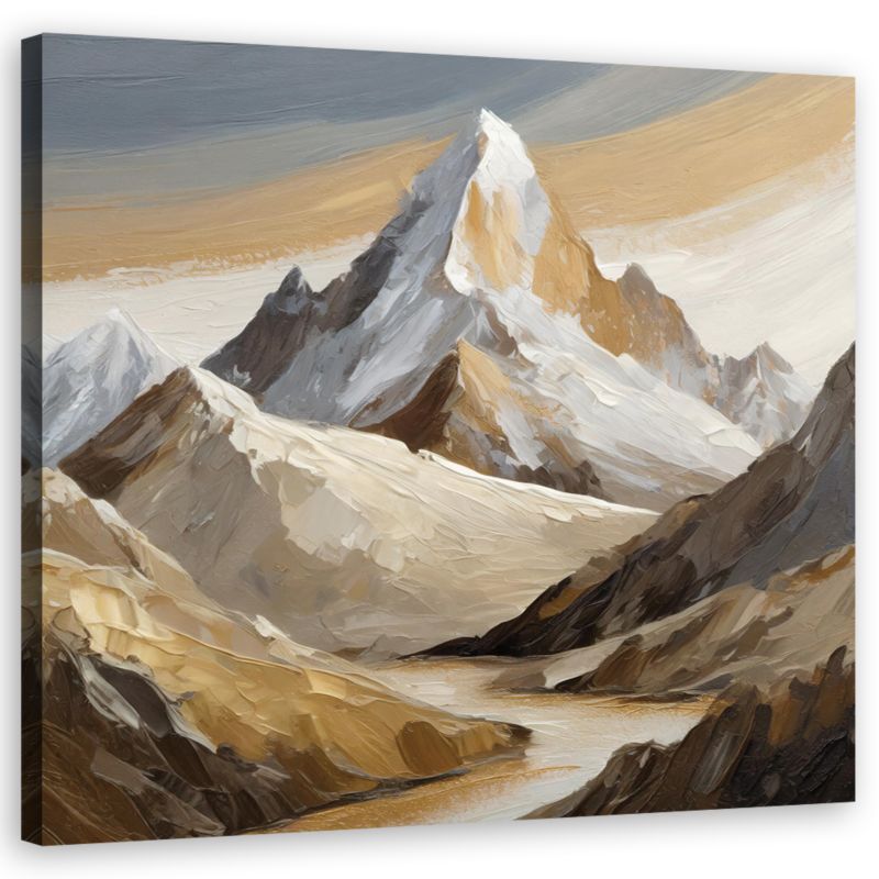 Obraz do salonu sypialni Feeby Góry Malowany Krajobraz Beżowy 50x50cm 1szt