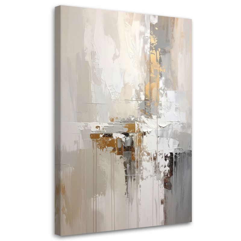 Obraz na płótnie Feeby Abstrakcja beżowo, pionowy, akcent do jadalni, wzór 62177, 70x100 cm, 1 szt.
