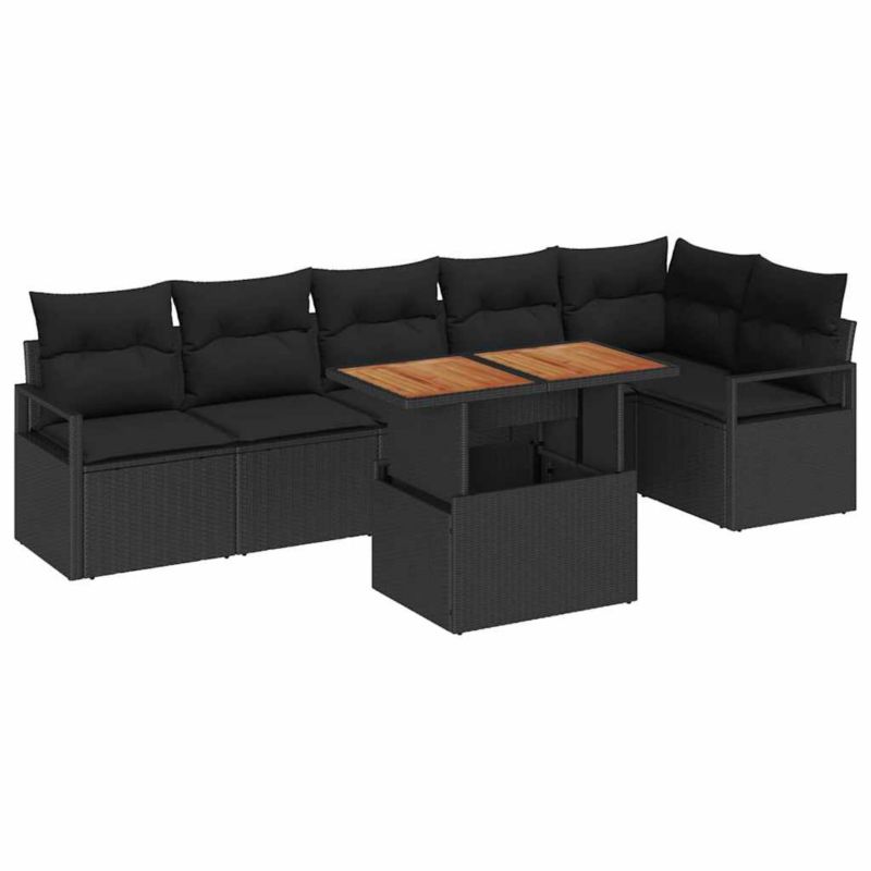 Zestaw mebli ogrodowych WaszeMeble polirattan czarny z poduszkami WM-3349722 1 kpl