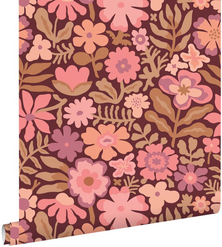 Tapeta ESTAhome kwiaty różowymIfioletowym 50 x 900 cm - 1 rol.