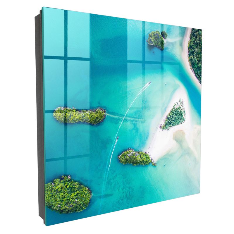 Szklana Szafka Na Klucze Tulup 30x30 cm Egzotyczne plaże - Czarna - Otwierana na lewo 1 szt.