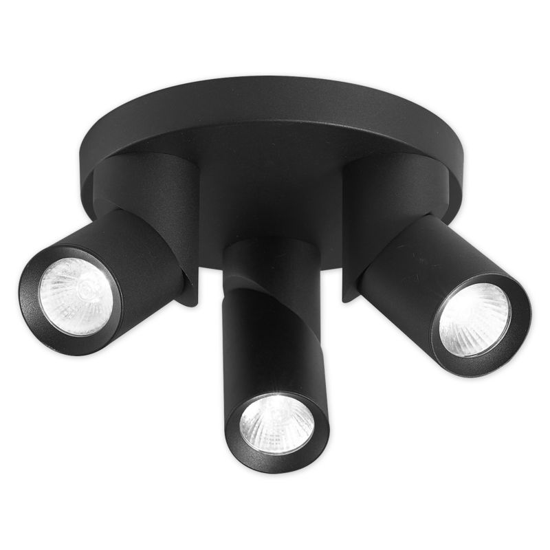 Lampa sufitowa 3x GU10 LED MasterLED Rita 22cm IP20 ruchoma okrągła czarna oprawa 1 szt.