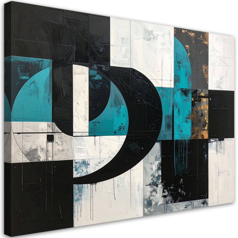 Obraz do salonu sypialni biura Feeby Geometryczne kształty abstrakcja turkusowy 90x60cm 1szt