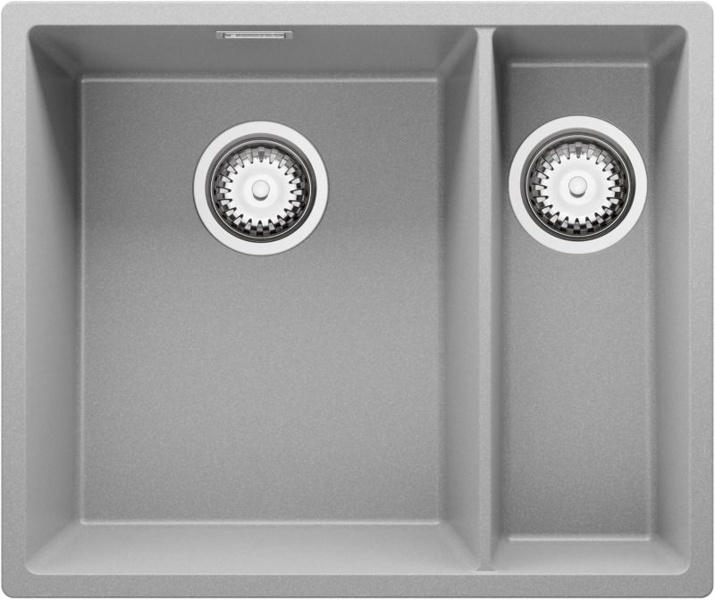 Zlewozmywak Londyn Duo Slim PRIMAGRAN Nablatowy 56x47cm do Szafki od 60cm, Szary + Syfon, S005, 1 szt.