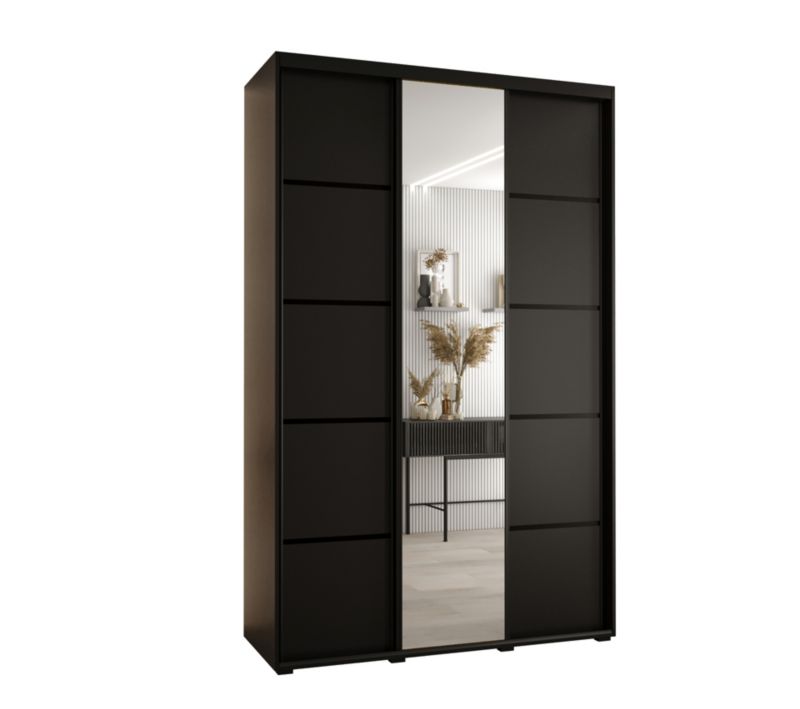 Szafa przesuwna Abiks DAVOS 5 wysoka szer.160cm gł.45cm czarny/czarny/czarny 1szt.