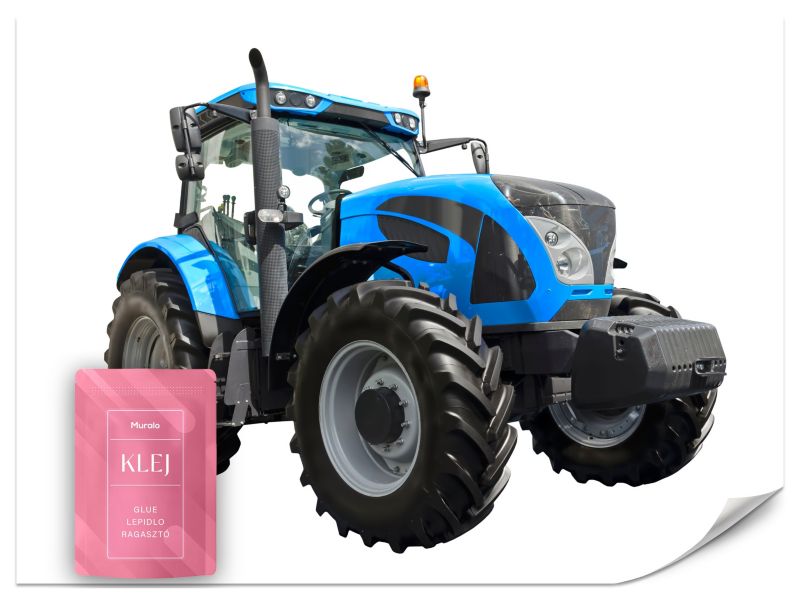 Fototapeta Muralo Niebieski Traktor Dekoracja Do Pokoju Młodzieżowego 350x256 cm 1szt.