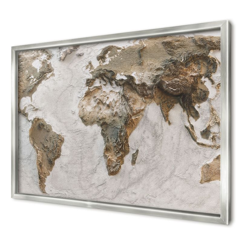 Tablica magnetyczna ozdobna Wallfluent 60x40 Reliefowa mapa w srebrnej ramie 1szt