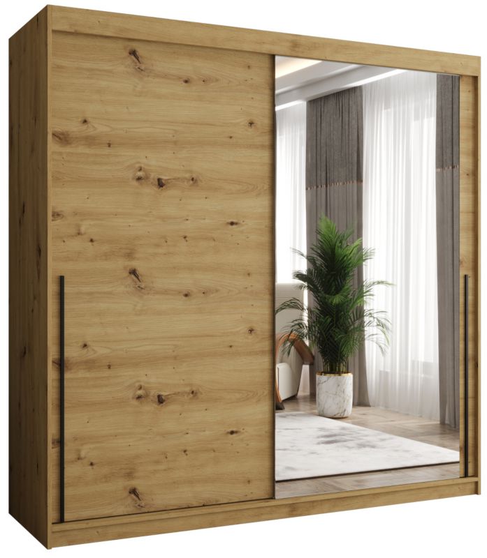 Szafa przesuwna z lustrem Garderoba SIMA T2 200 artisan + u. czarny 1 szt.