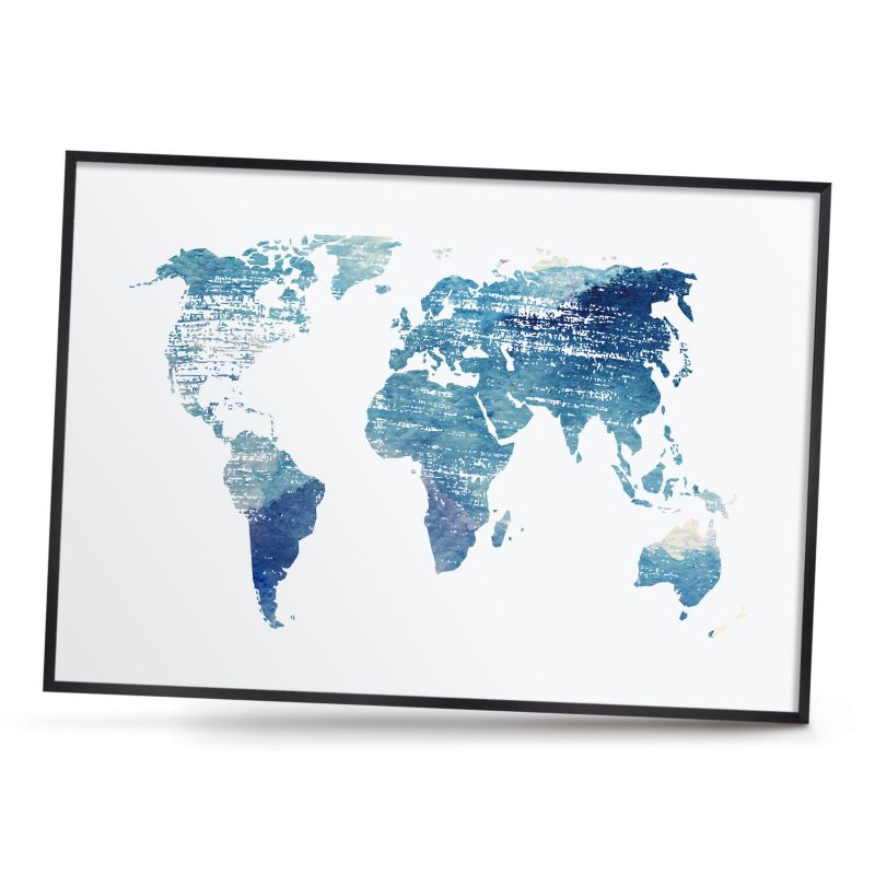 Ozdobna tablica na magnesy ArtPrintCave 100x70 Akwarelowa mapa w czarnej ramie 1szt