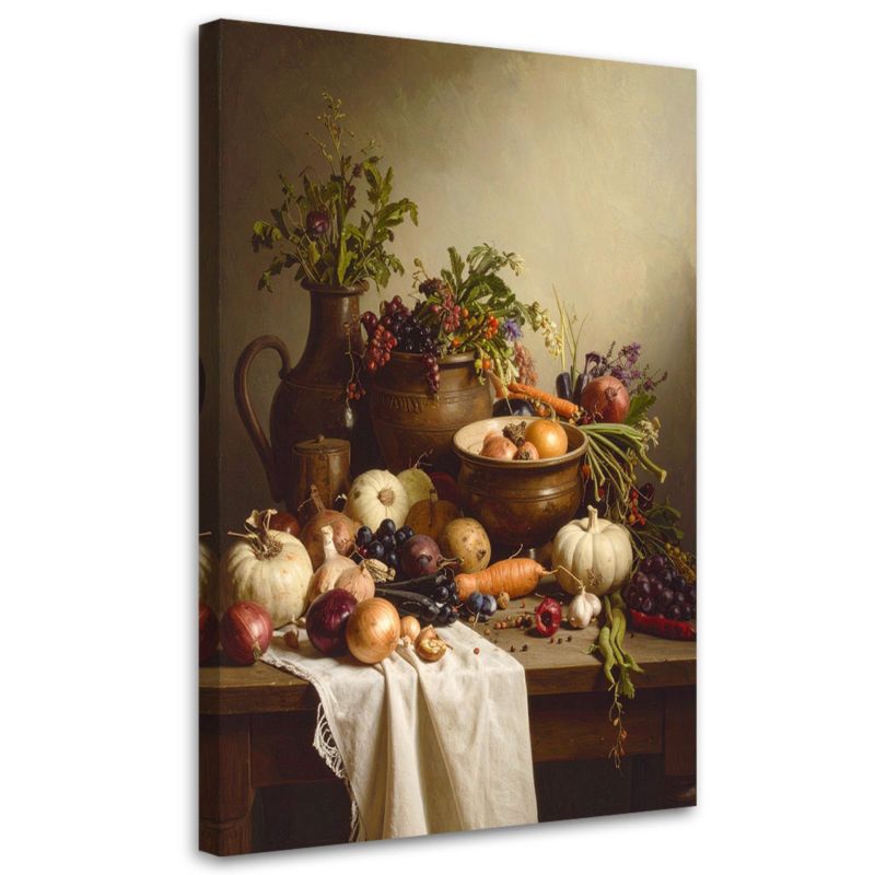 Obraz do kuchni jadalni restauracji Feeby Martwa natura dzbany warzywa 60x90cm 1szt