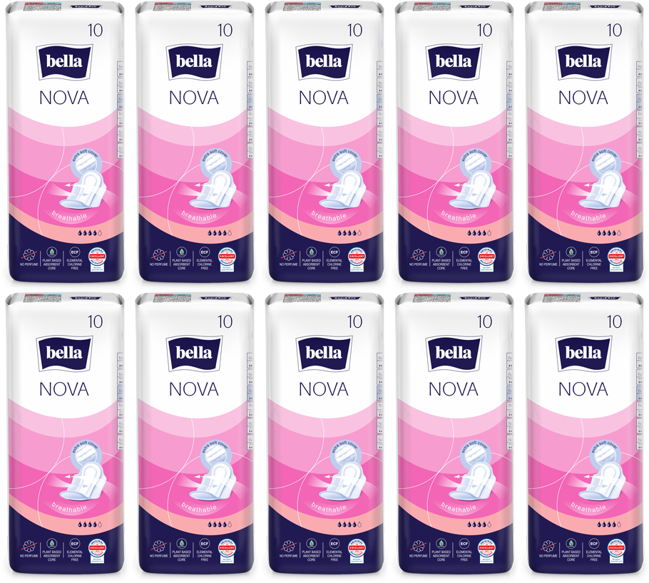 10x Podpaski Bella Nova, ze skrzydełkami, 10 sztuk