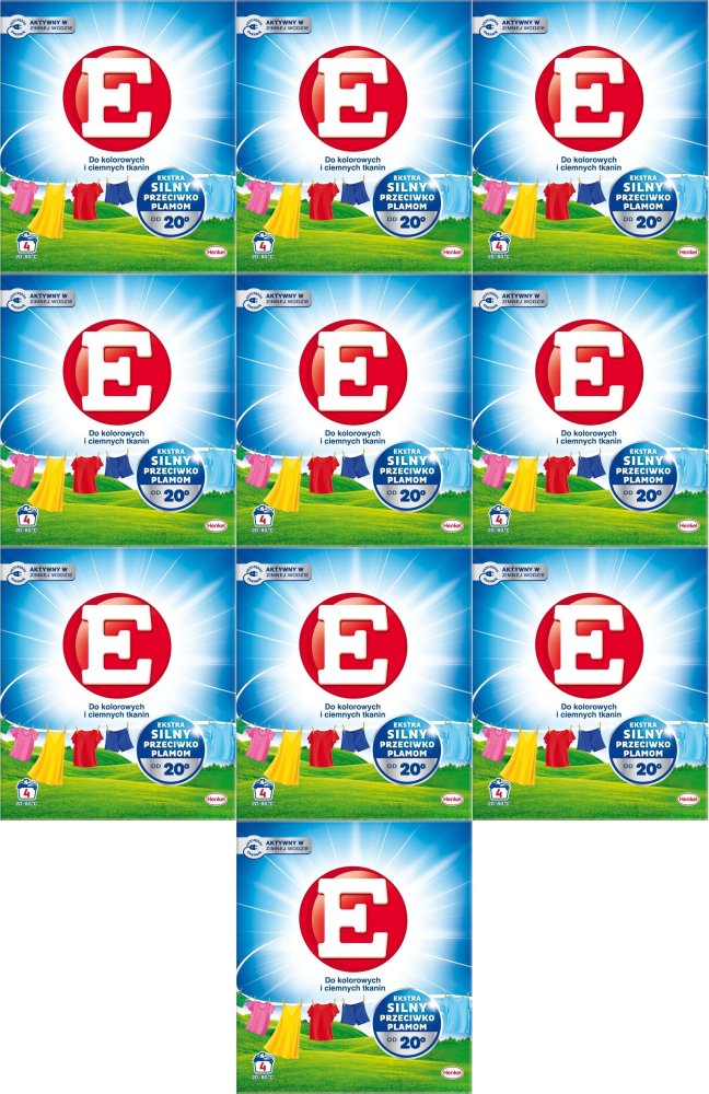 10x Proszek do prania E, do kolorowych, 220g