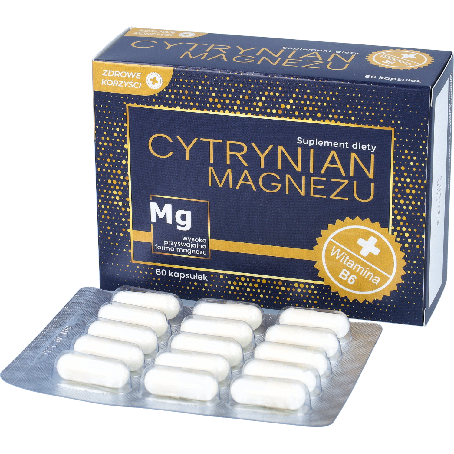 Zdrowe korzyści cytrynian magnezu, 60 kapsułek