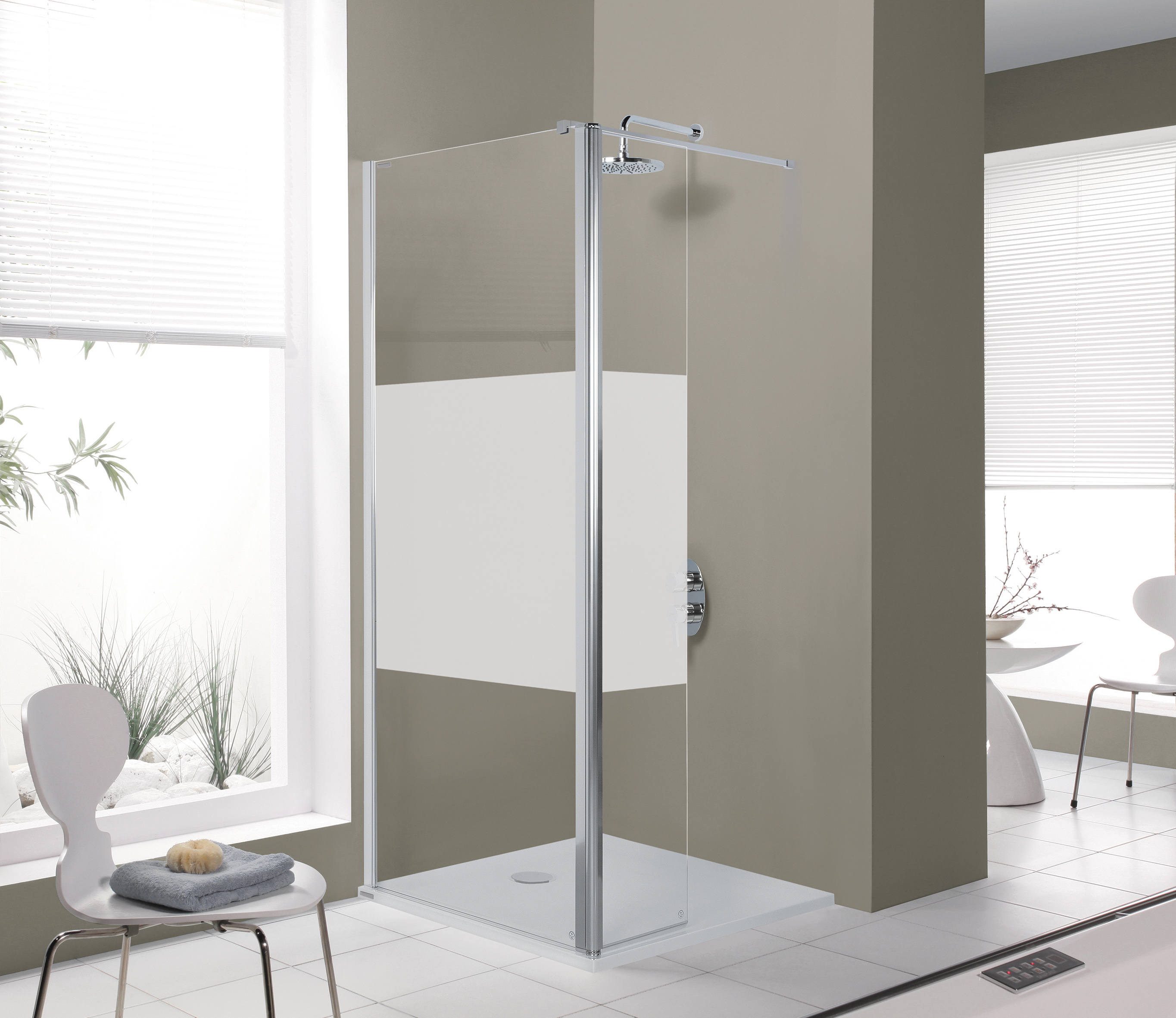Sanplast Exa Line kabina prysznicowa walk-in 90x33,5 cm srebrny połysk/szkło ze wzorem 600-540-0980-38-201