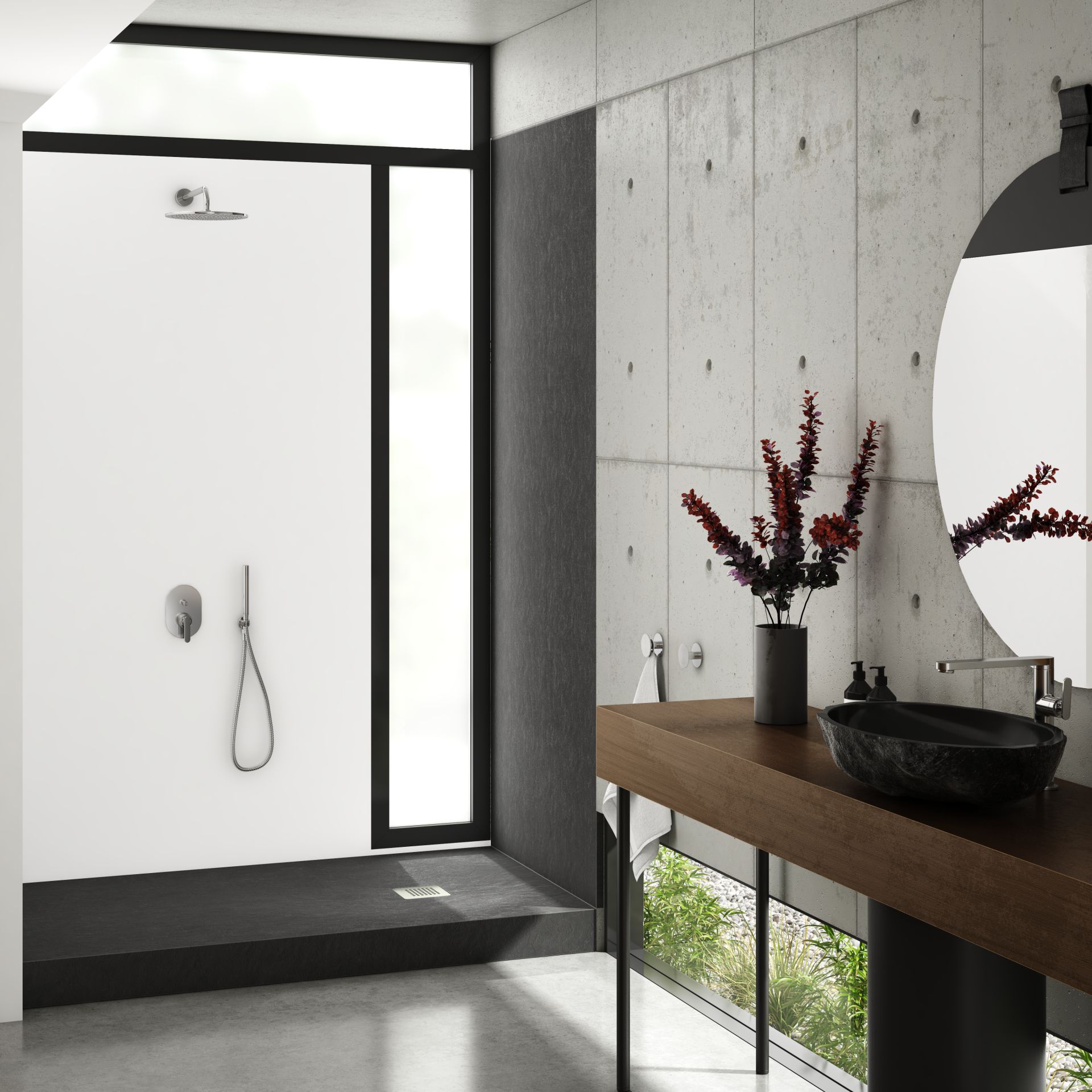 Schedpol New Horizons Black Stone brodzik prostokątny 180x80 cm czarny 3.3314/C/ST-M2