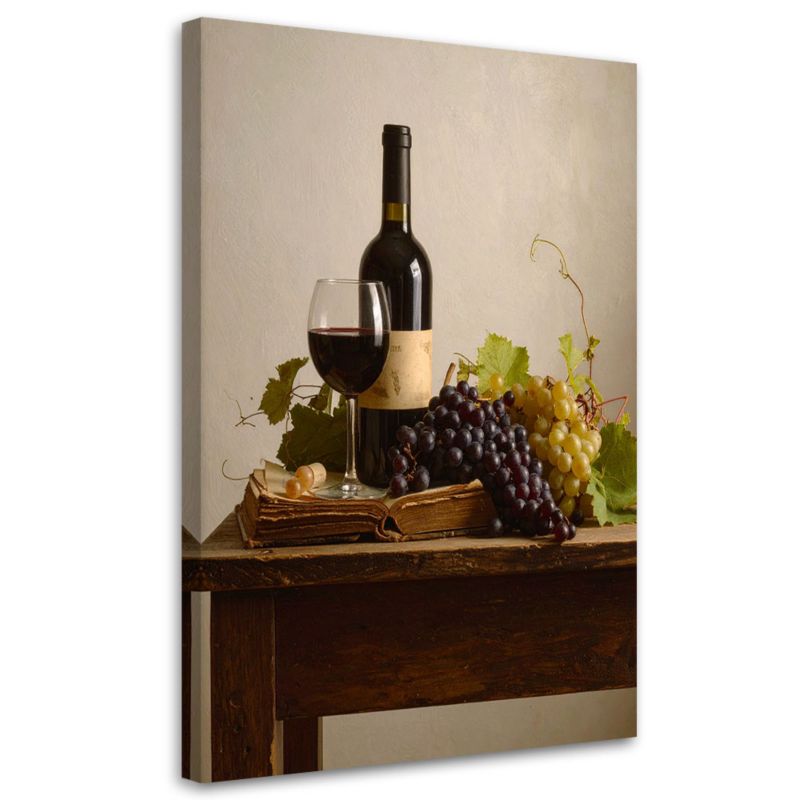 Obraz do salonu biura kuchni Feeby Butelka wina winogron martwa natura 60x90cm 1szt